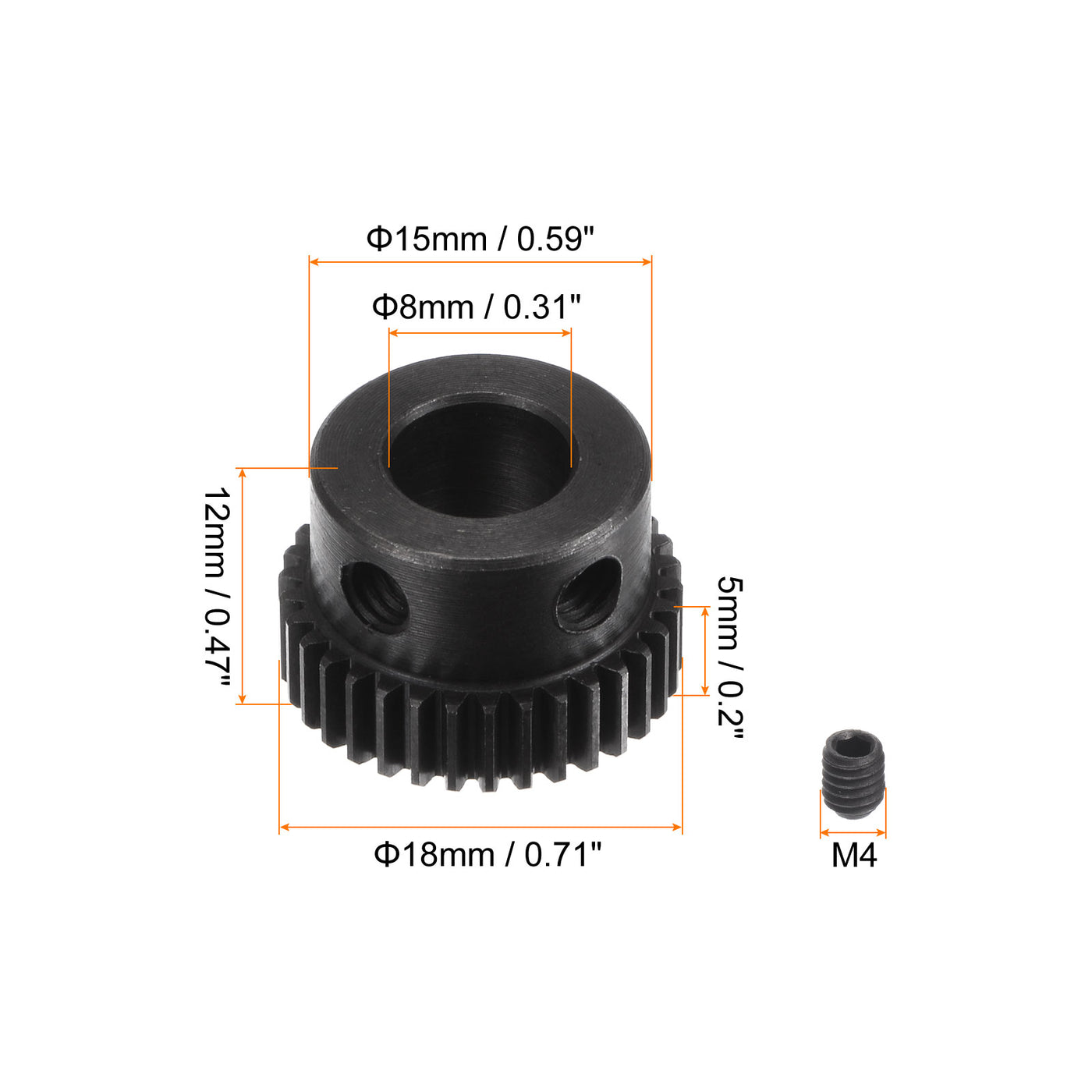 uxcell Uxcell 0.5 Mod 34T 8mm Bore 18mm Outer Dia 45# Carbon Steel Motor Pinion Gear Set