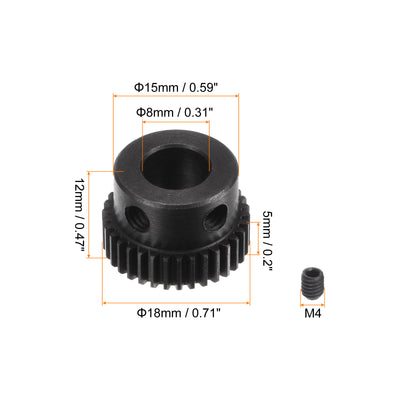 Harfington Uxcell 0.5 Mod 34T 8mm Bore 18mm Outer Dia 45# Carbon Steel Motor Pinion Gear Set