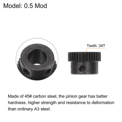 Harfington Uxcell 0.5 Mod 34T 8mm Bore 18mm Outer Dia 45# Carbon Steel Motor Pinion Gear Set