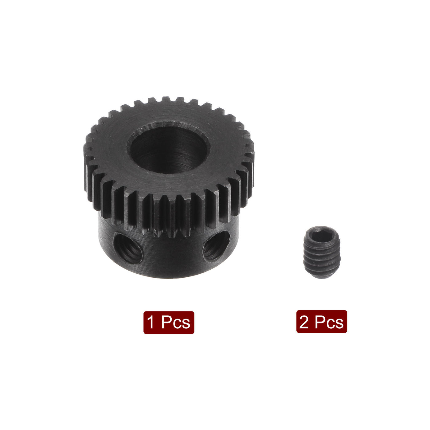 uxcell Uxcell 0.5 Mod 34T 8mm Bore 18mm Outer Dia 45# Carbon Steel Motor Pinion Gear Set