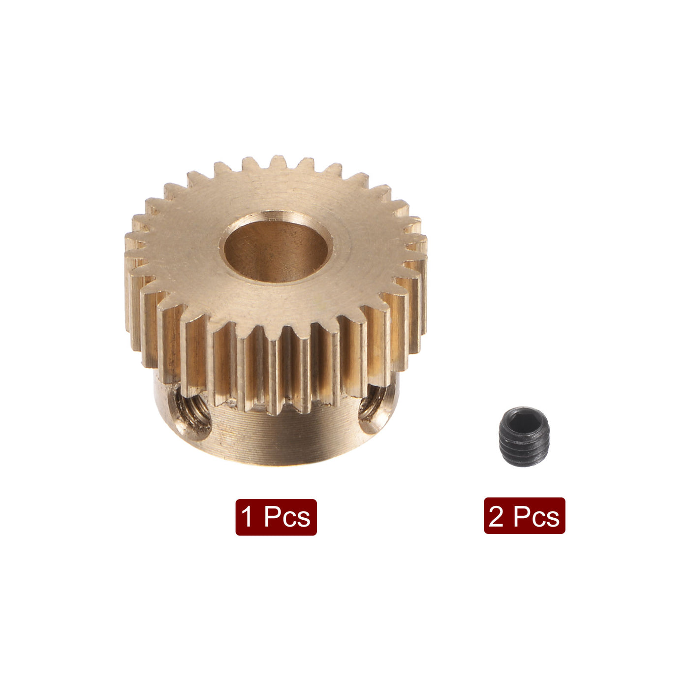 uxcell Uxcell 0.5 Mod 30T 5mm Bore 16mm Outer Dia Brass Motor Rack Pinion Gear with Screws