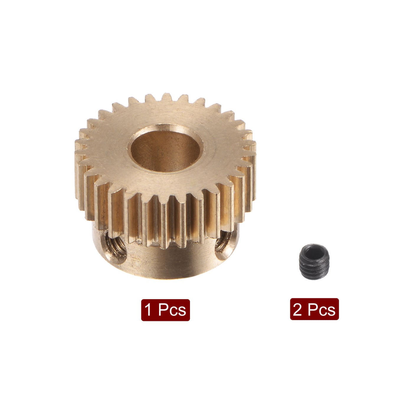 uxcell Uxcell 0.5 Mod 30T 6mm Bore 16mm Outer Dia Brass Motor Rack Pinion Gear with Screws