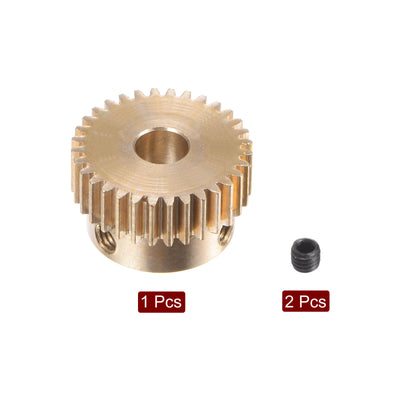 Harfington Uxcell 0.5 Mod 32T 4mm Bore 17mm Outer Dia Brass Motor Rack Pinion Gear with Screws