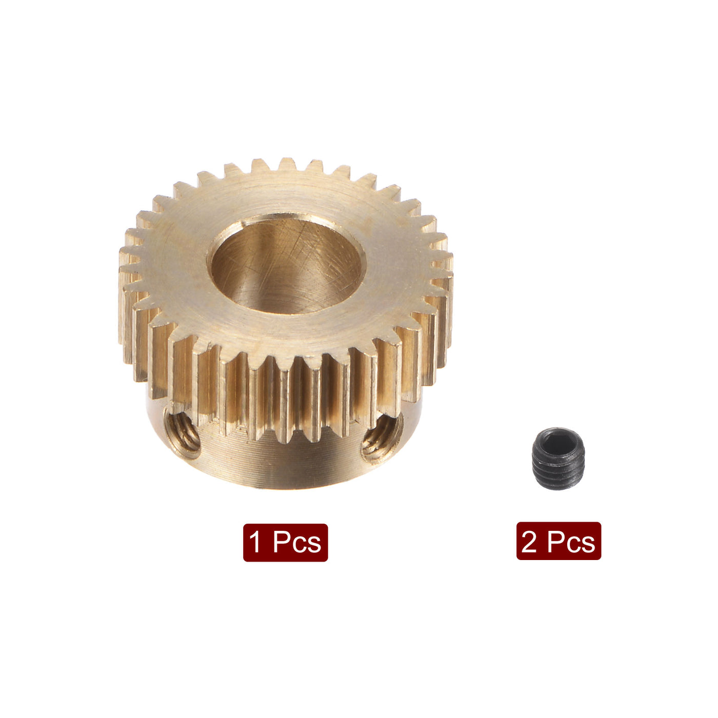 uxcell Uxcell 0.5 Mod 34T 8mm Bore 18mm Outer Dia Brass Motor Rack Pinion Gear with Screws