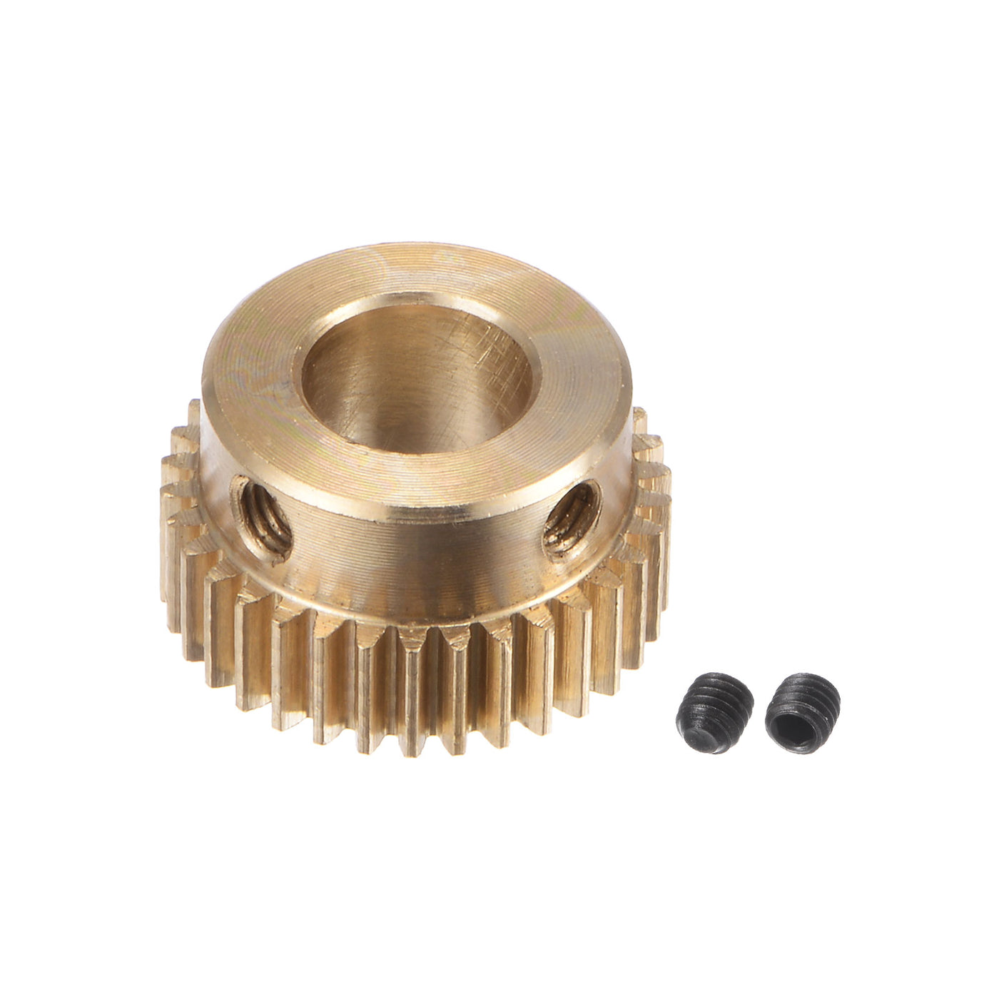 uxcell Uxcell 0.5 Mod 34T 8mm Bore 18mm Outer Dia Brass Motor Rack Pinion Gear with Screws