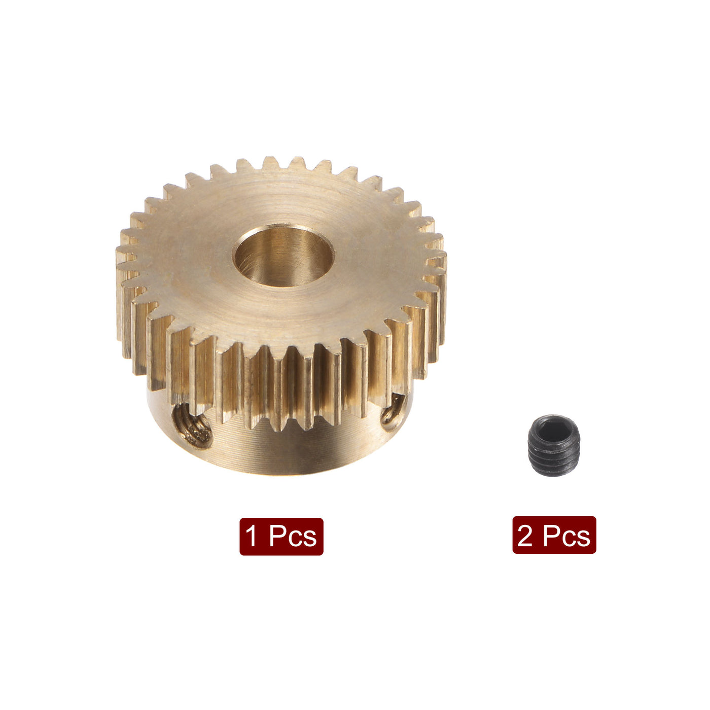 uxcell Uxcell 0.5 Mod 35T 4mm Bore 18mm Outer Dia Brass Motor Rack Pinion Gear with Screws