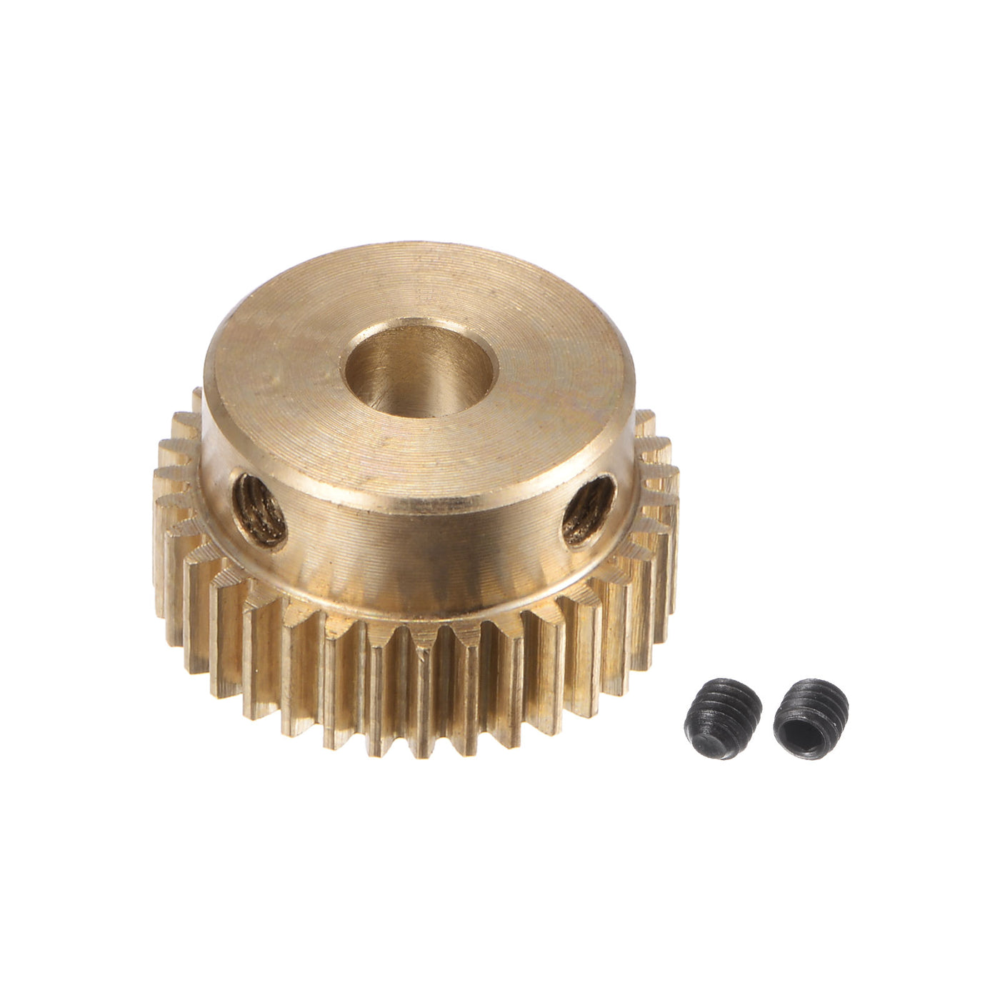 uxcell Uxcell 0.5 Mod 35T 4mm Bore 18mm Outer Dia Brass Motor Rack Pinion Gear with Screws