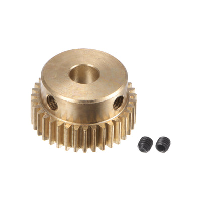 Harfington Uxcell 0.5 Mod 35T 4mm Bore 18mm Outer Dia Brass Motor Rack Pinion Gear with Screws