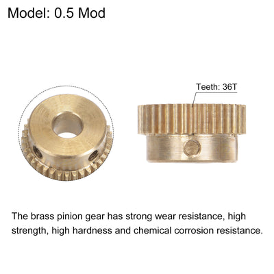 Harfington Uxcell 0.5 Mod 36T 6mm Bore 19mm Outer Dia Brass Motor Rack Pinion Gear with Screws