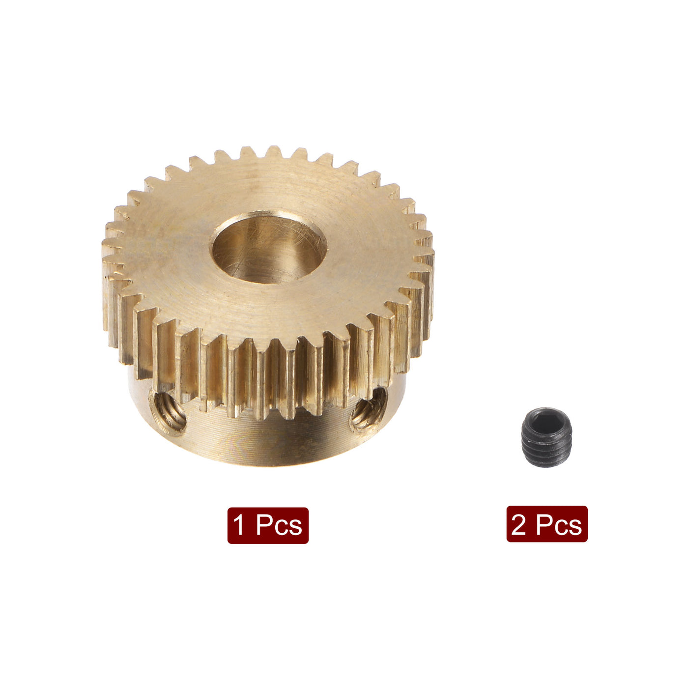 uxcell Uxcell 0.5 Mod 36T 6mm Bore 19mm Outer Dia Brass Motor Rack Pinion Gear with Screws