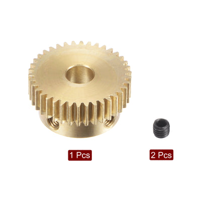 Harfington Uxcell 0.5 Mod 38T 4mm Bore 20mm Outer Dia Brass Motor Rack Pinion Gear with Screws