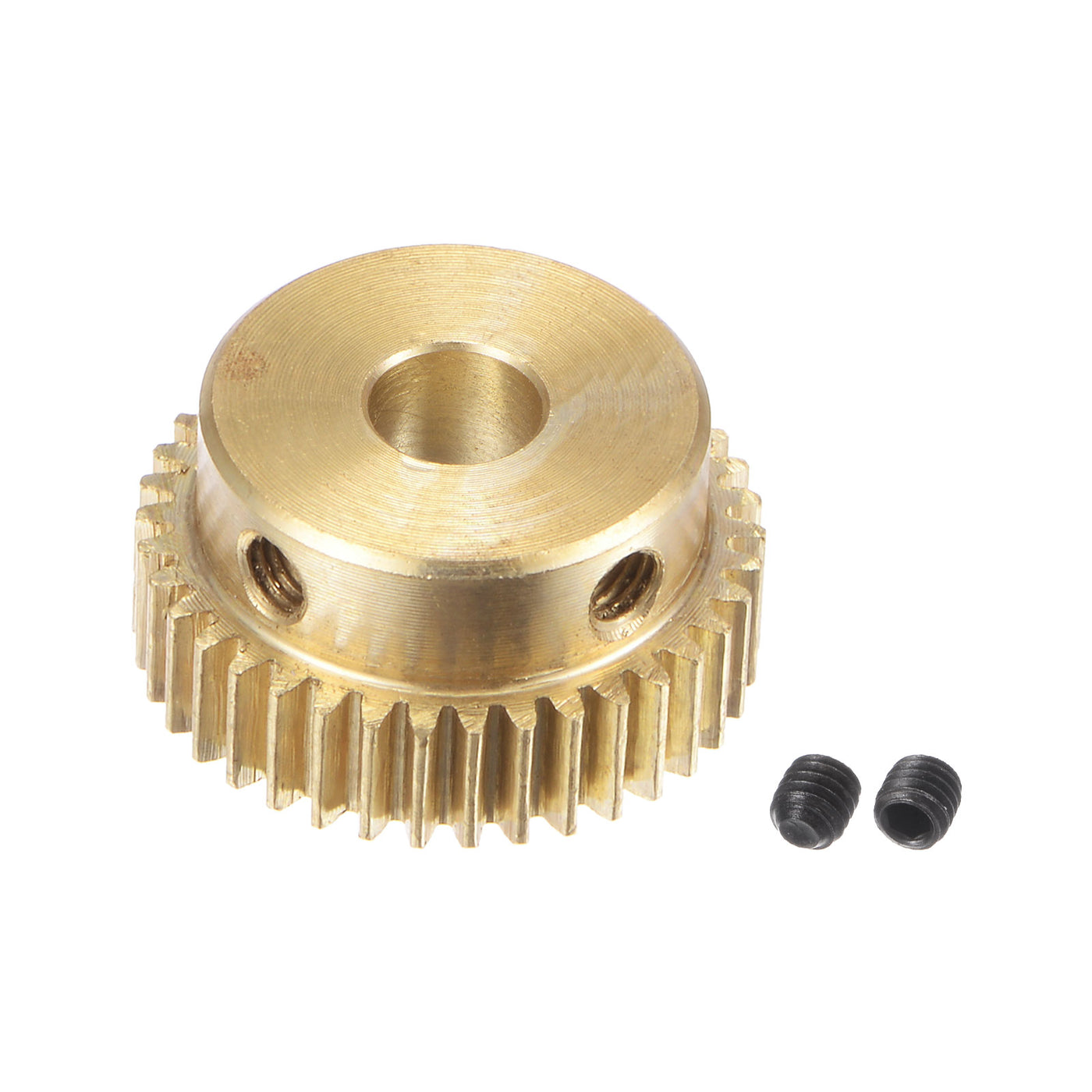 uxcell Uxcell 0.5 Mod 38T 4mm Bore 20mm Outer Dia Brass Motor Rack Pinion Gear with Screws