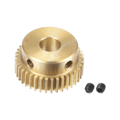 Harfington Uxcell 0.5 Mod 38T 5mm Bore 20mm Outer Dia Brass Motor Rack Pinion Gear with Screws