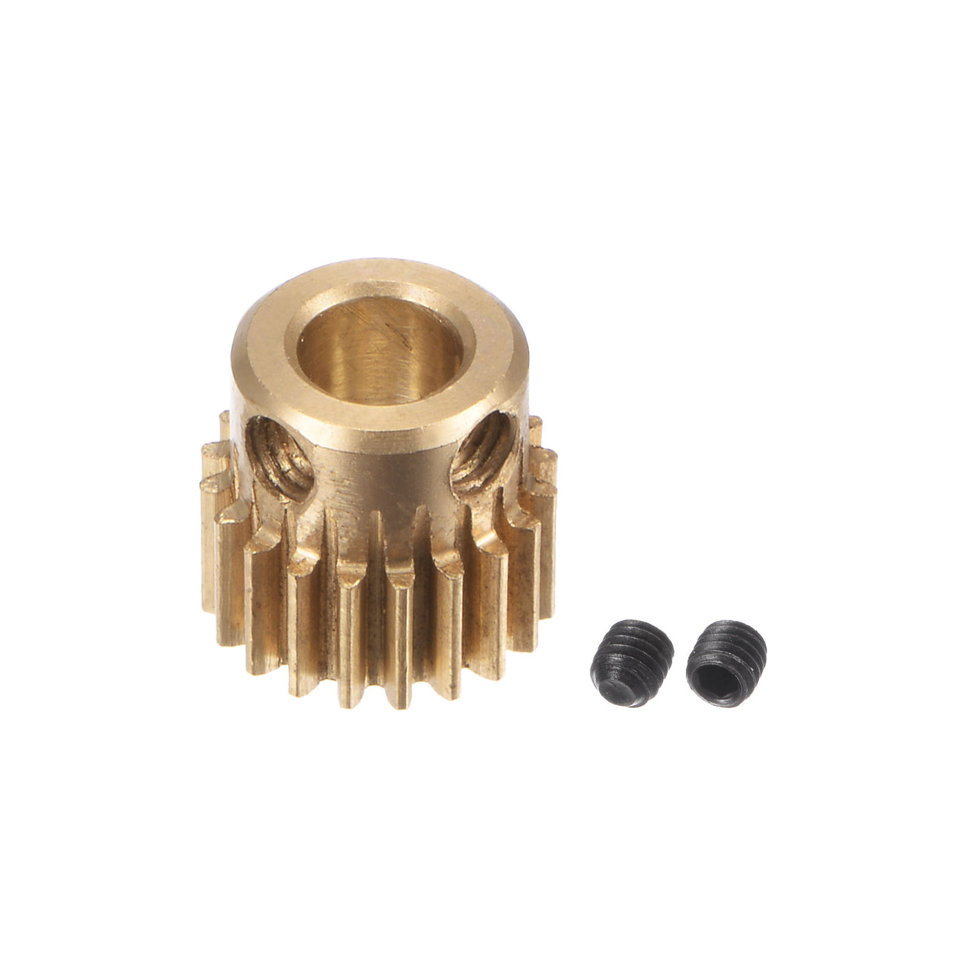 uxcell Uxcell 0.5 Mod 20T 5mm Bore 11mm Outer Dia Brass Motor Rack Pinion Gear with Screws