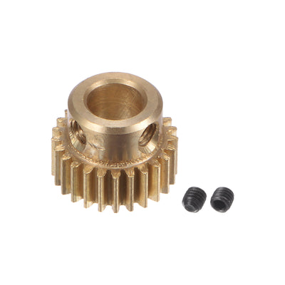 Harfington Uxcell 0.5 Mod 25T 6mm Bore 13.5mm Outer Dia Brass Motor Rack Pinion Gear with Screws