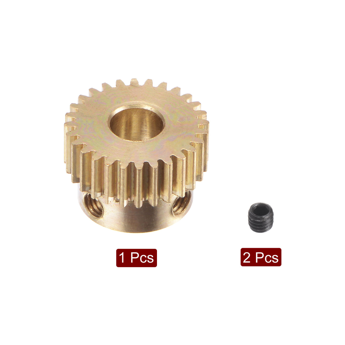 uxcell Uxcell 0.5 Mod 28T 5mm Bore 15mm Outer Dia Brass Motor Rack Pinion Gear with Screws