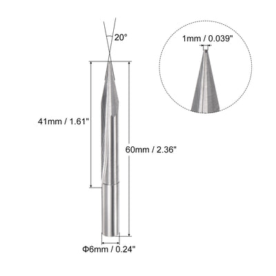 Harfington Uxcell 1mm Tip 20 Degree 60mm Length Carbide Tapered Wood Engraving CNC Router Bit