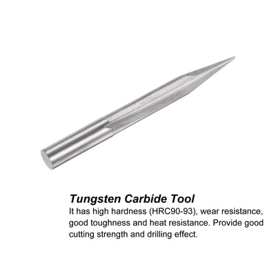 Harfington Uxcell 1mm Tip 20 Degree 60mm Length Carbide Tapered Wood Engraving CNC Router Bit