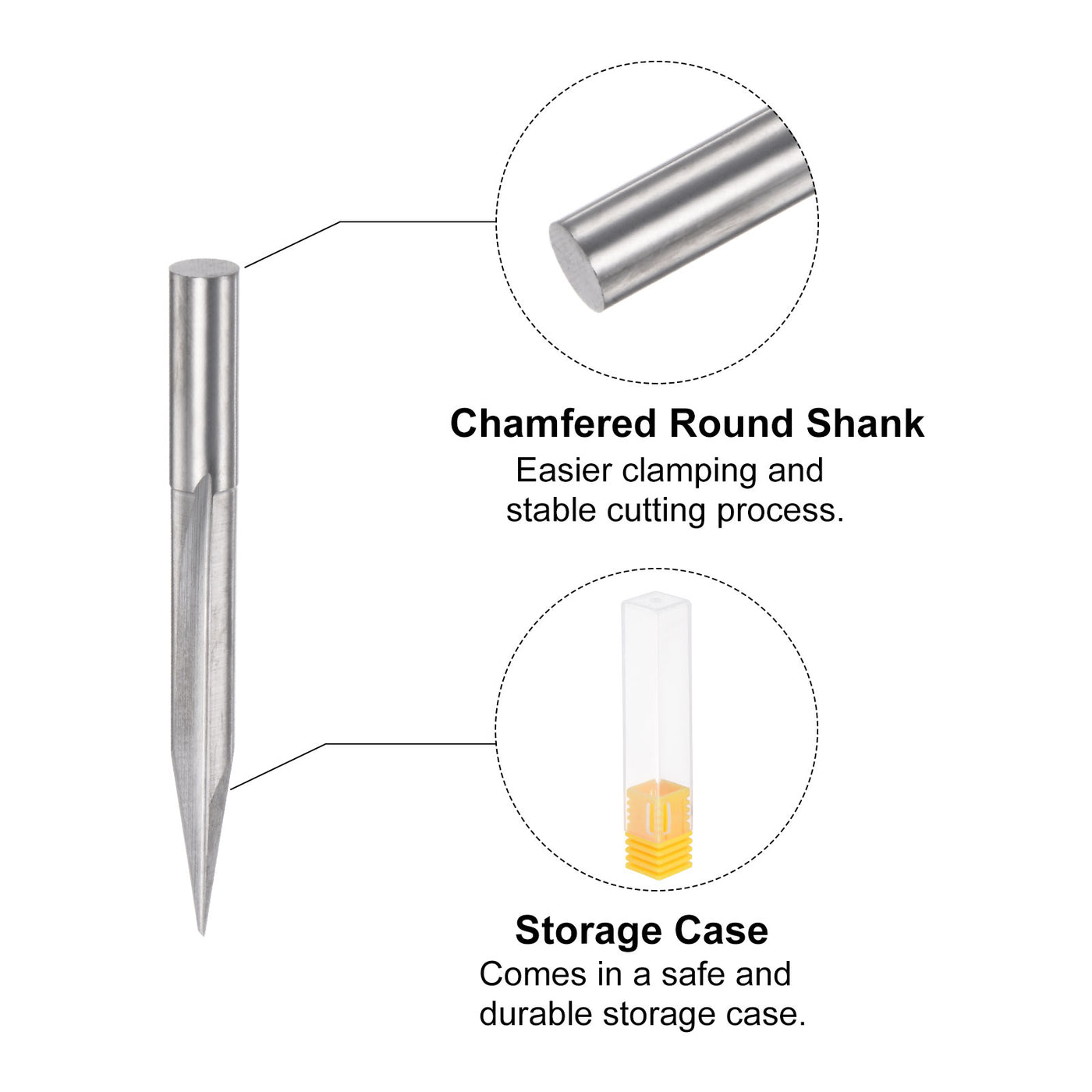 uxcell Uxcell 1mm Tip 20 Degree 60mm Length Carbide Tapered Wood Engraving CNC Router Bit