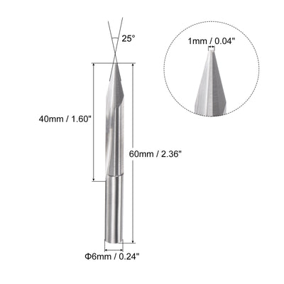 Harfington Uxcell 1mm Tip 25 Degree 60mm Length Carbide Tapered Wood Engraving CNC Router Bit