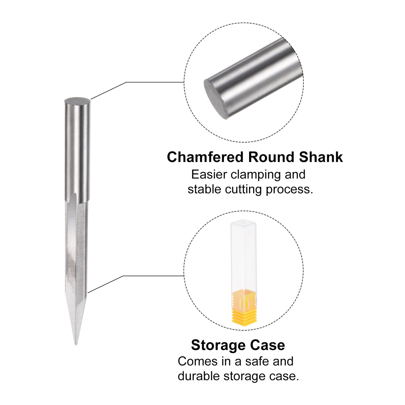 uxcell Uxcell 1mm Tip 25 Degree 60mm Length Carbide Tapered Wood Engraving CNC Router Bit