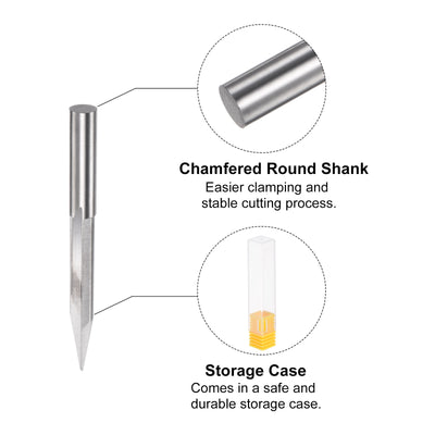 Harfington Uxcell 1mm Tip 25 Degree 60mm Length Carbide Tapered Wood Engraving CNC Router Bit