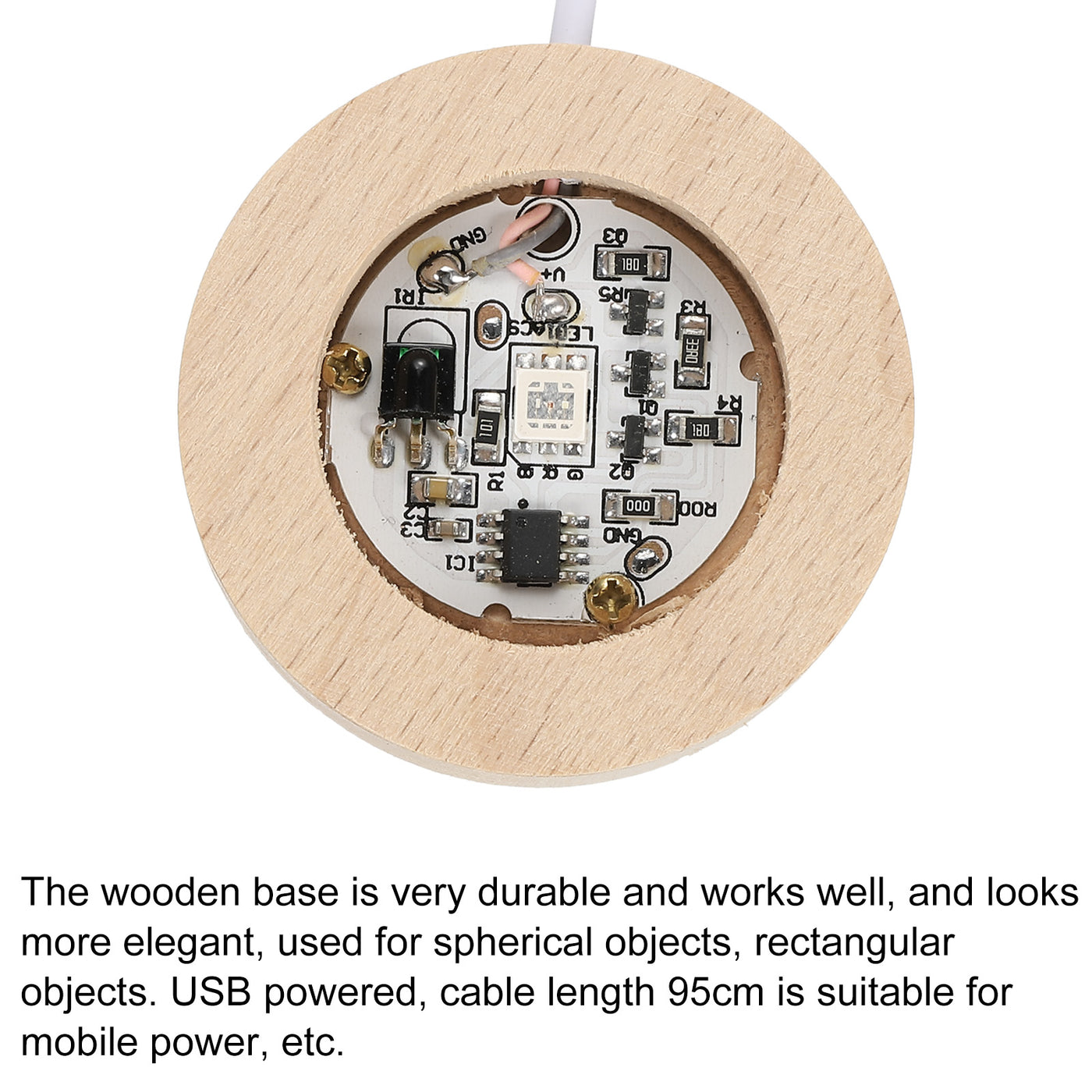 Harfington LED Wood Ball Stand Holders Displays 5x2cm Colorful Light Round Remote Control