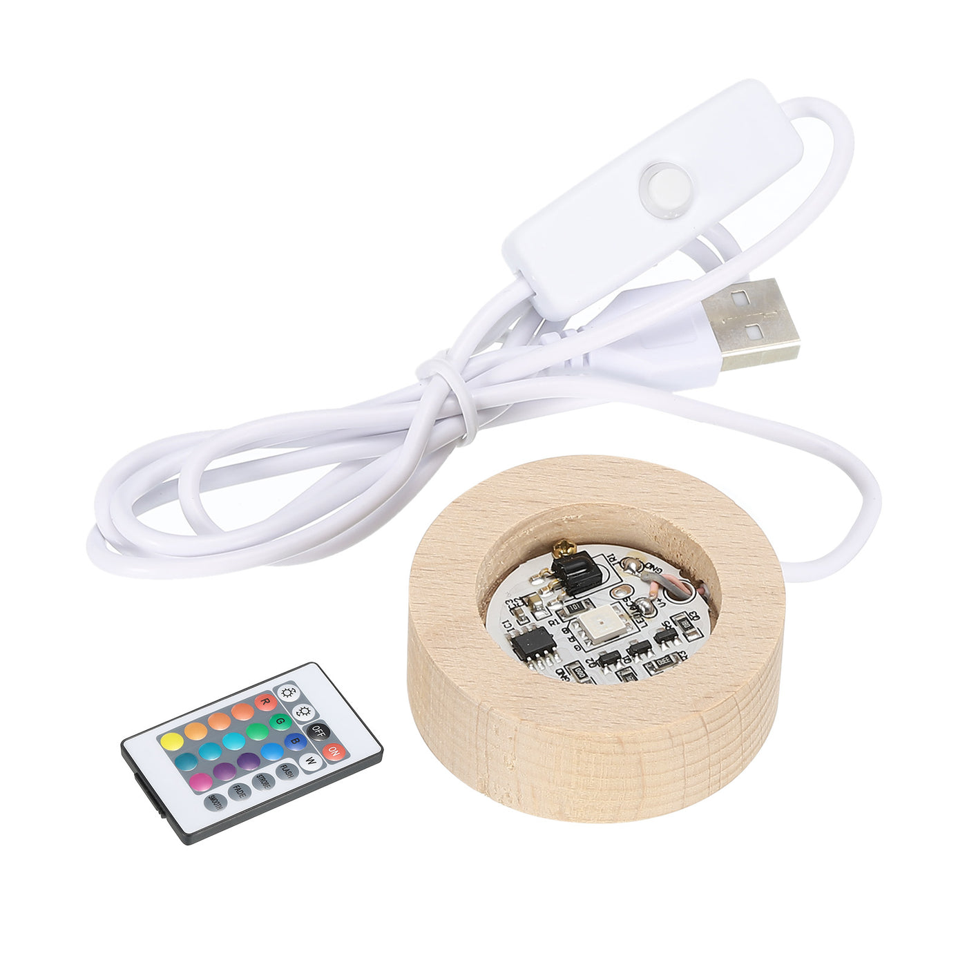 Harfington LED Wood Ball Stand Holders Displays 5x2cm Colorful Light Round Remote Control