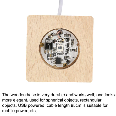 Harfington LED Wood Ball Displays 5x5x2cm Colorful Light Square Remote Control Pack of 2