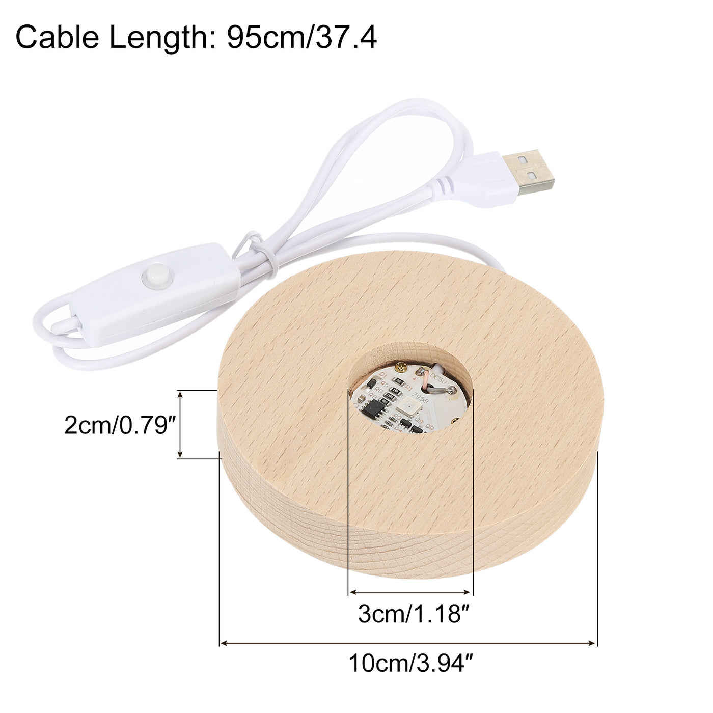 Harfington LED Wooden Ball Stand Holders Displays 10x10x2cm White Light Square Pack of 2