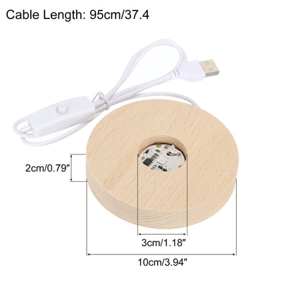 Harfington LED Wooden Ball Stand Holders Displays 10x10x2cm White Light Square Pack of 2