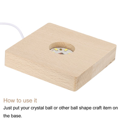 Harfington LED Wooden Ball Stand Holder Displays Base 10x2cm Warm Light Round