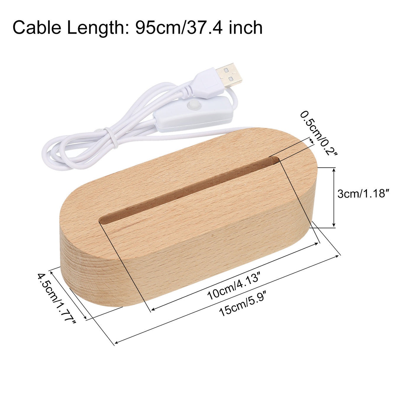 Harfington LED Wooden Ball Stand Holders Displays Base 14.5x6x3.5cm Warm Light Oval