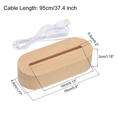 Harfington LED Wooden Ball Stand Holders Displays Base 14.5x6x3.5cm Warm Light Oval