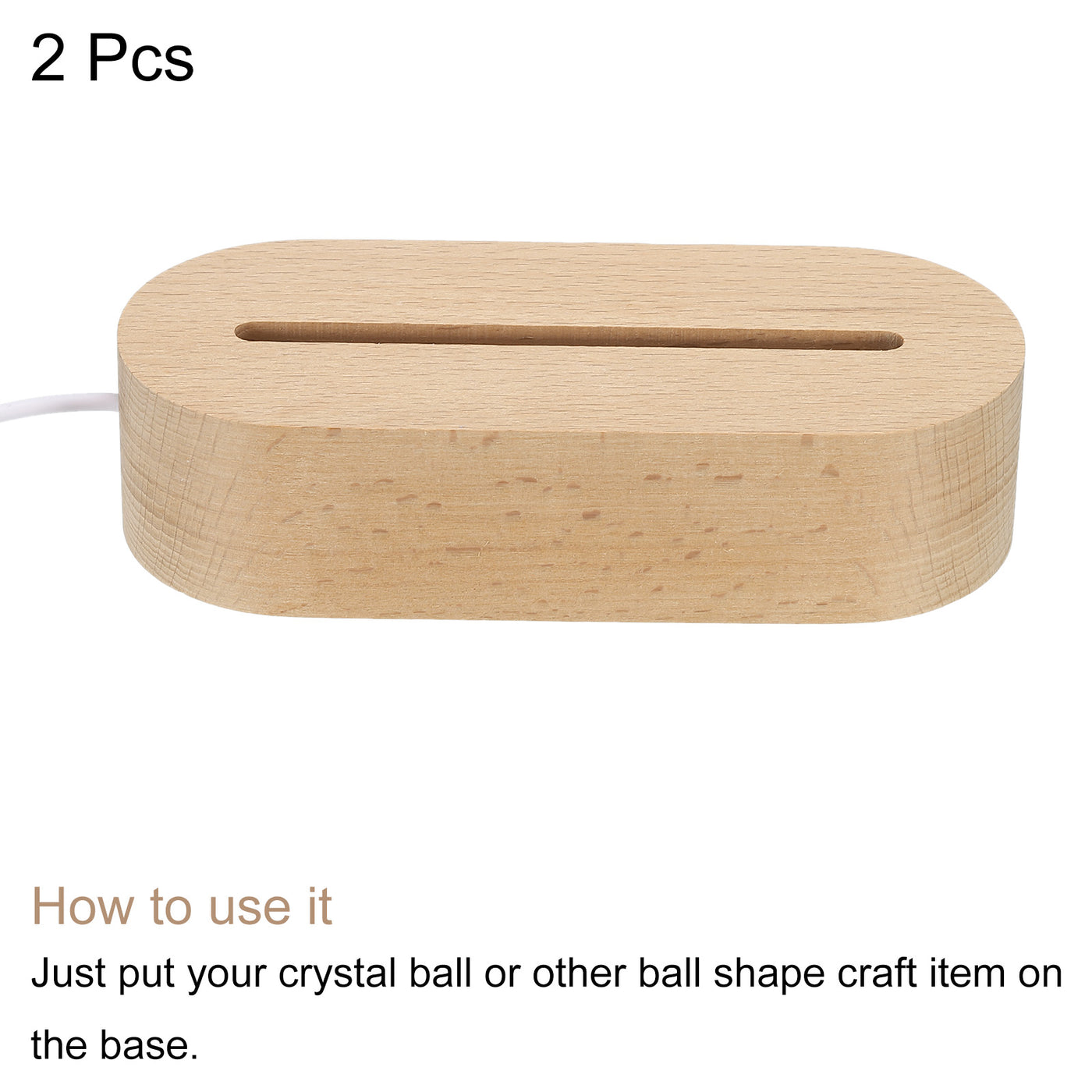 Harfington LED Wooden Ball Stand Holders Displays Base 14.5x6x3.5cm Warm Light Oval