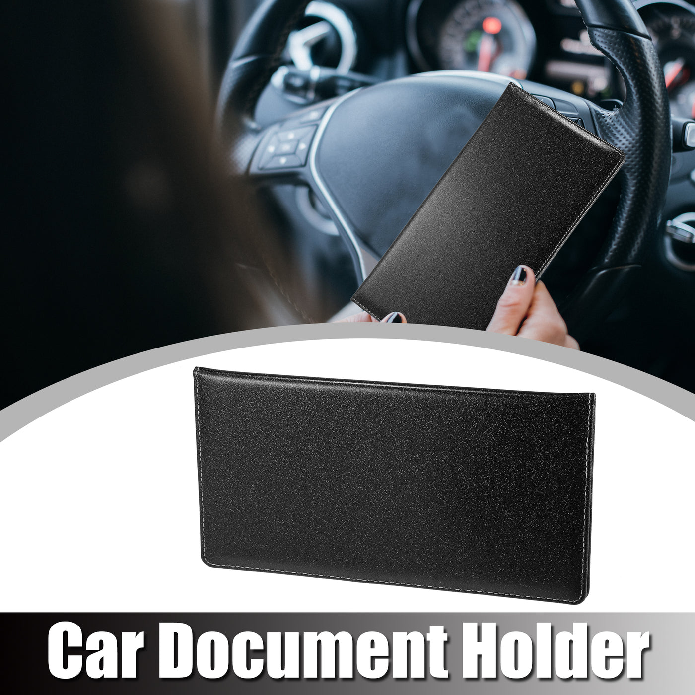 X AUTOHAUX 9.45" Bling Car Registration and Insurance Holder Organizer Storage Card Holder Faux Leather Car Document Holder for Driving Licence Cards