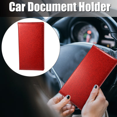 Harfington 9.45" Bling Car Registration and Insurance Holder Organizer Storage Card Holder Faux Leather Car Document Holder for Driving Licence Cards