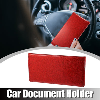 Harfington 9.45" Bling Car Registration and Insurance Holder Organizer Storage Card Holder Faux Leather Car Document Holder for Driving Licence Cards