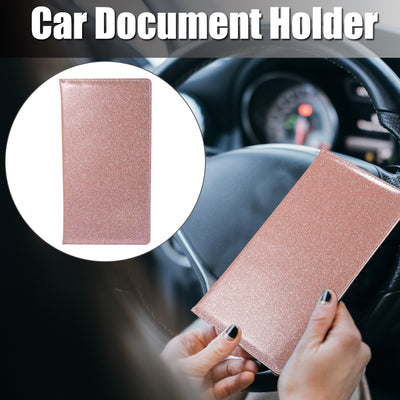 Harfington 9.45" Bling Car Registration and Insurance Holder Organizer Storage Card Holder Faux Leather Car Document Holder for Driving Licence Cards