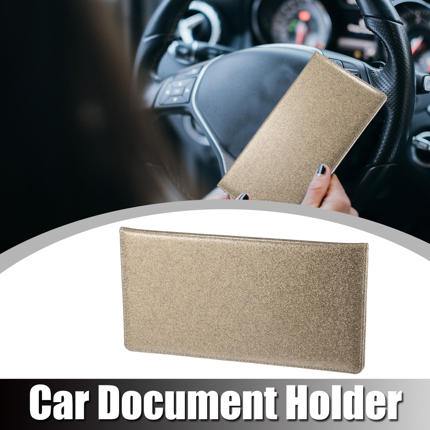 X AUTOHAUX 9.45" Bling Car Registration and Insurance Holder Organizer Storage Card Holder Faux Leather Car Document Holder for Driving Licence Cards