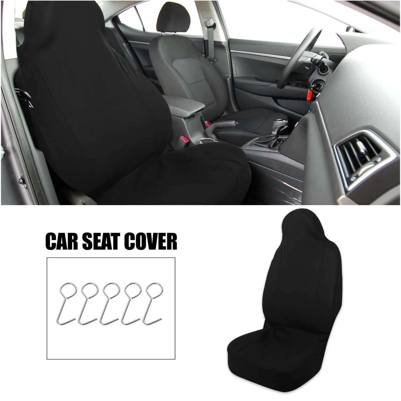 X AUTOHAUX Front Seat Covers Protector Polyester Seat Cover Protector Pad Universal for Car Truck SUV Black