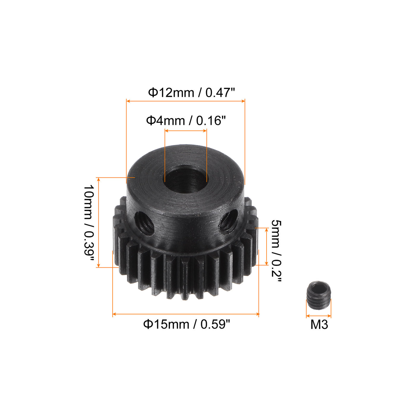 uxcell Uxcell 0.5 Mod 28T 4mm Bore 15mm Outer Dia 45# Carbon Steel Motor Pinion Gear Set