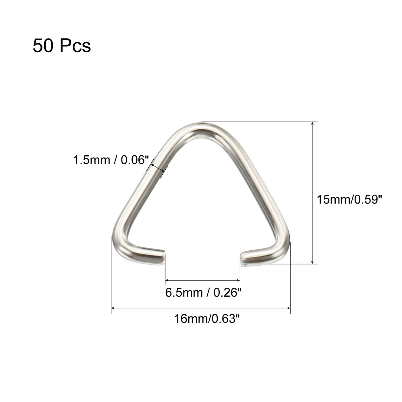 Harfington 150pcs Triangle Open Jump Ring 16x15x1.5mm Pinch Connector Clip Chain Connection