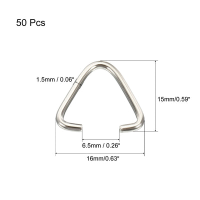 Harfington 150pcs Triangle Open Jump Ring 16x15x1.5mm Pinch Connector Clip Chain Connection