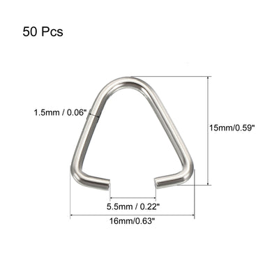 Harfington 150pcs Triangle Open Jump Ring 16x15x1.5mm Pinch Connector Clip Chain Connection