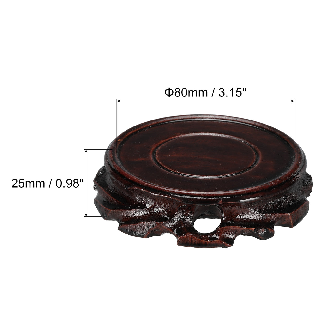 Harfington Wooden Stand Holders Displays Base 80mm Diameter Black for Vase Bonsai Pack of 2