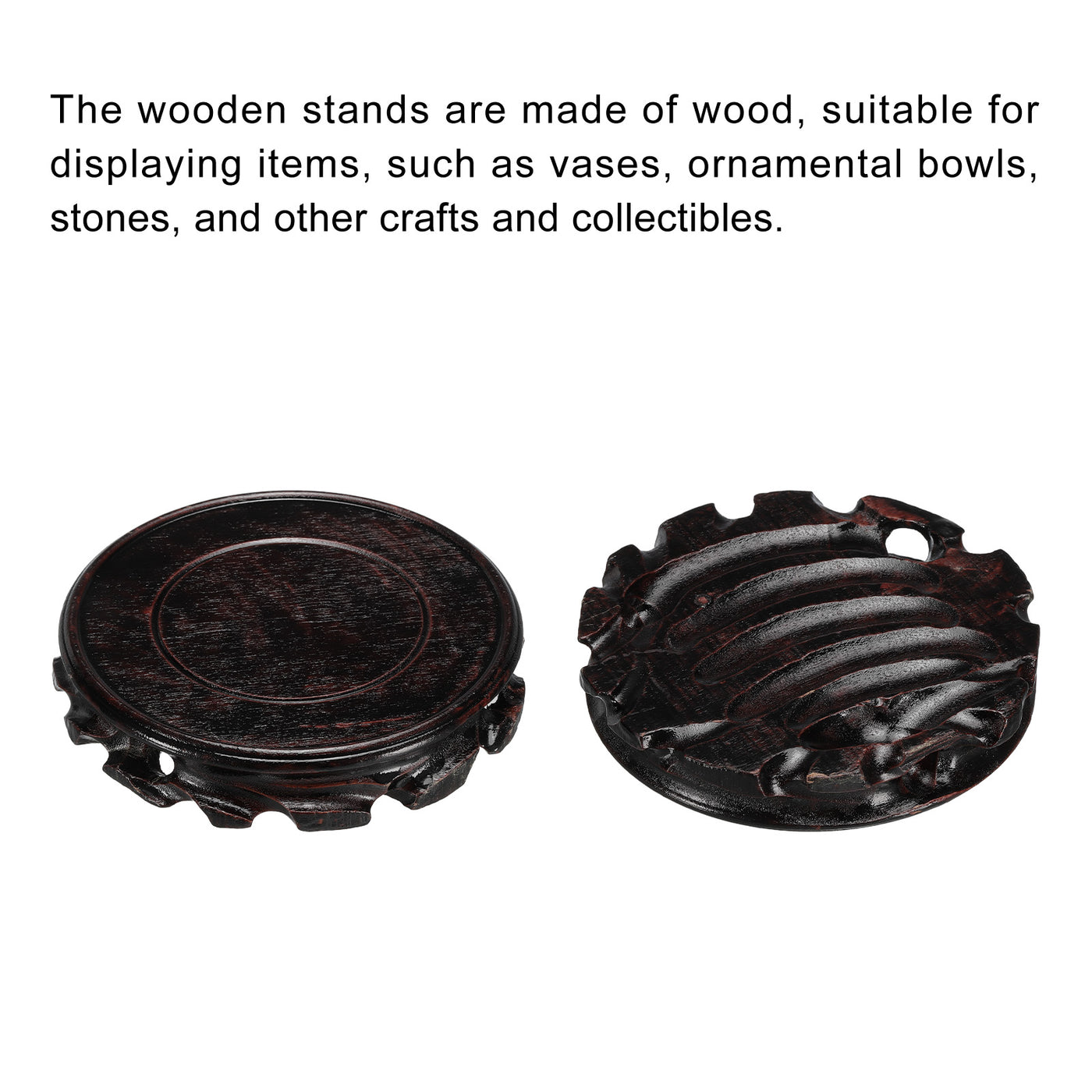 Harfington Wooden Stand Holders Displays Base 120mm Diameter Black for Vase Bonsai Stone