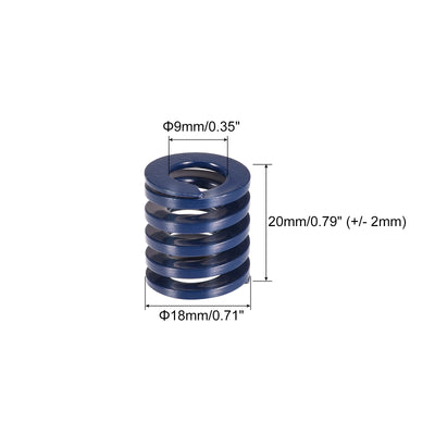 Harfington Uxcell Die Spring, 5pcs 18mm OD 20mm Long Stamping Light Load Compression, Blue