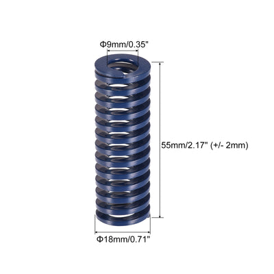 Harfington Uxcell Die Spring, 5pcs 18mm OD 55mm Long Stamping Light Load Compression, Blue