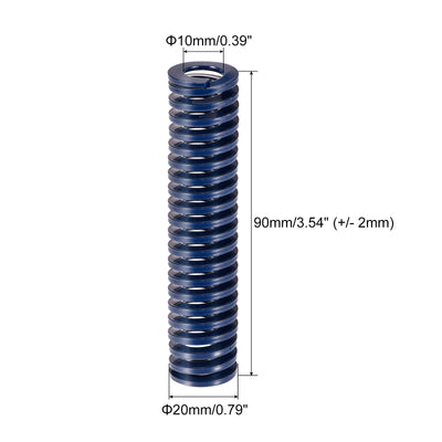 Harfington Uxcell Die Spring, 8pcs 20mm OD 90mm Long Stamping Light Load Compression, Blue